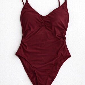New SO Burgundy Tank Swimsuit Juniors L NWT 1 Pc Bathing Suit Swimwear Dark Red